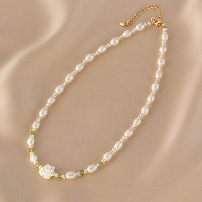 Women's Natural Freshwater Pearl Beaded Necklace Elegant Handmade Jewelry Gift