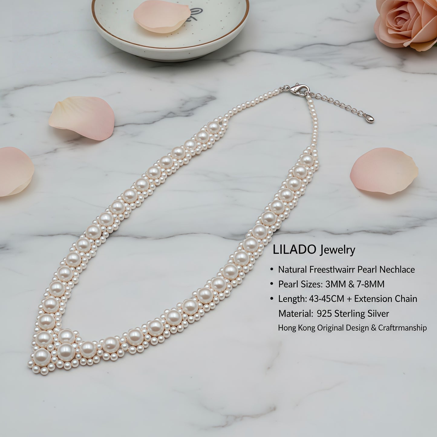 Natural freshwater pearl love necklace