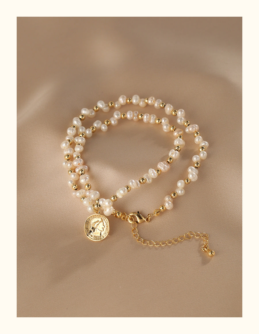 Natural Pearl Necklace Female, Clavicle Chain Vintage Irregular Sweater Chain