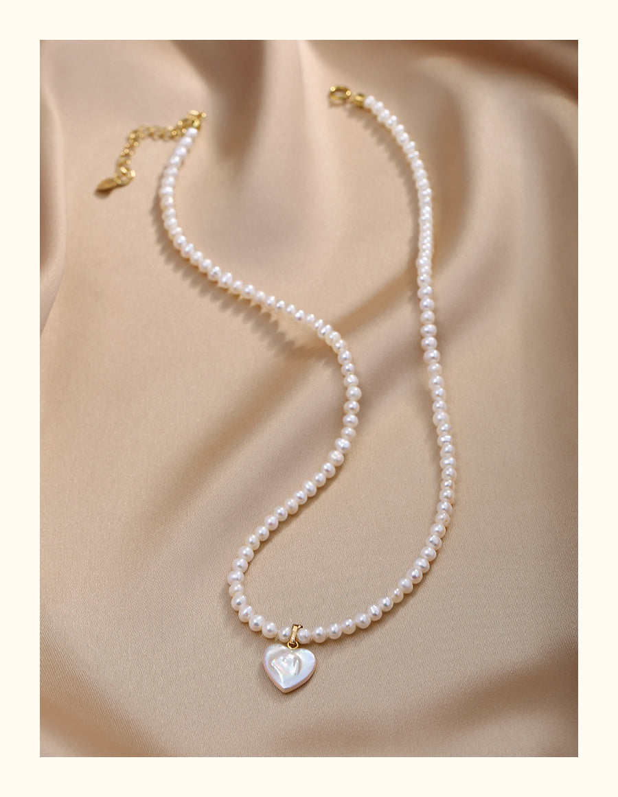 Natural Pearl Necklace, Personalized Design, Baroque Love Pendant, Neck Chain, Women's Chain