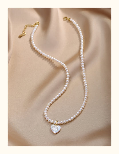 Natural Pearl Necklace, Personalized Design, Baroque Love Pendant, Neck Chain, Women's Chain