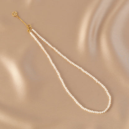 Natural pearl necklace, simple and exquisite irregular millet beads, tag necklace