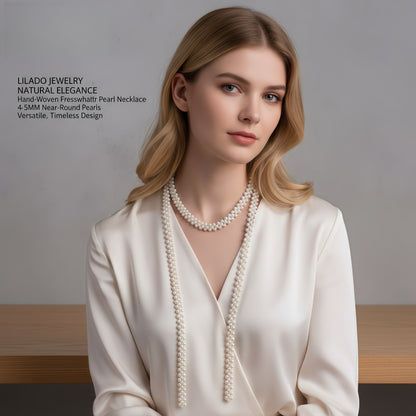 Hand-knitted long pearl sweater chain