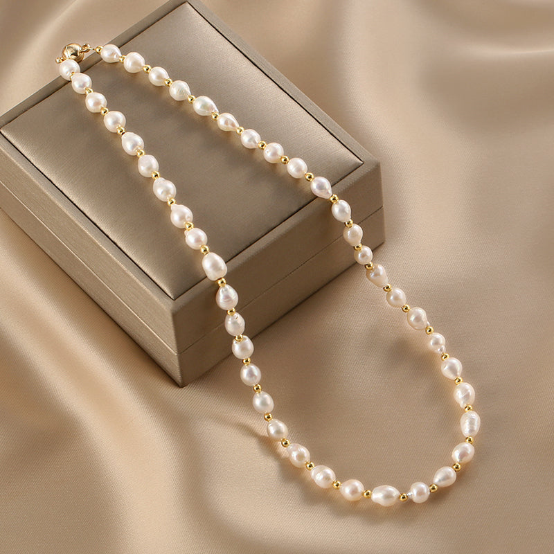 Natural pearl necklace, baroque pearl collarbone chain fashion, neck chain