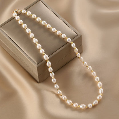 Natural pearl necklace, baroque pearl collarbone chain fashion, neck chain