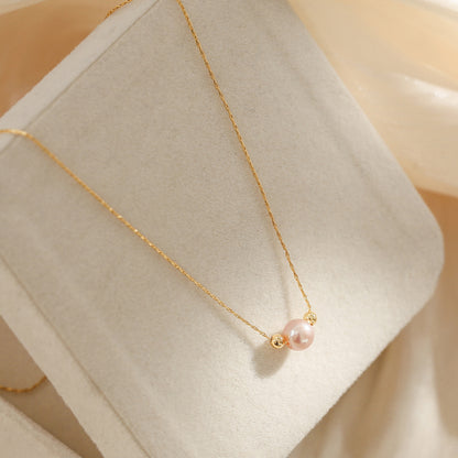 Natural freshwater pearl necklace  chain with single pendant