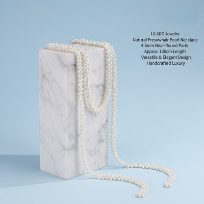 Hand-knitted long pearl sweater chain