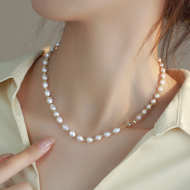 Natural pearl necklace, baroque pearl collarbone chain fashion, neck chain