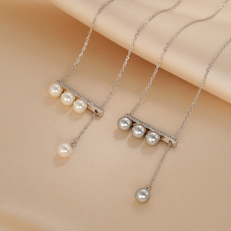 Pearl Necklace Women's French Delicate S925 Silver Necklace