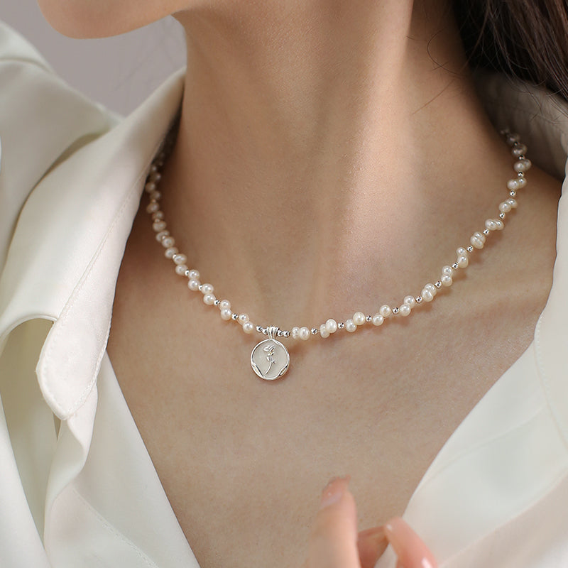 Natural Pearl Necklace Women's French Design