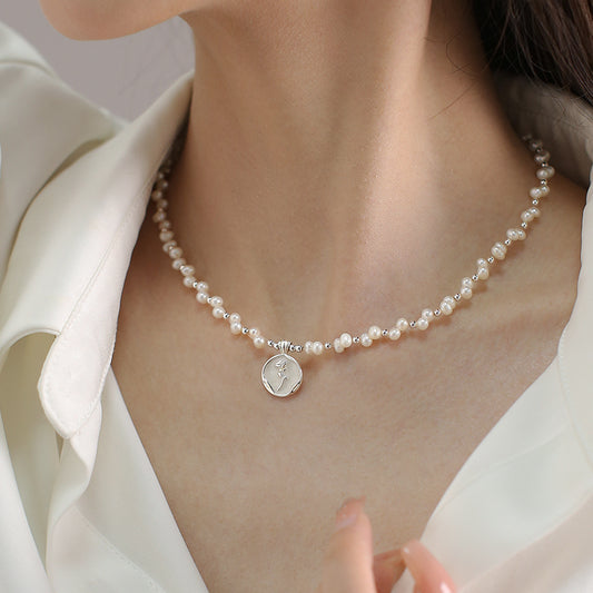Natural Pearl Necklace Women's French Design