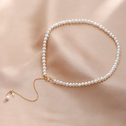 Natural Pearl Necklace Women's Adjustable Retro Choker Young Stackable