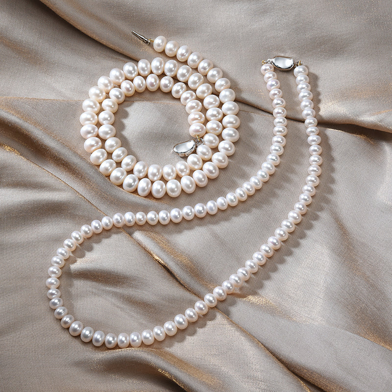 Natural freshwater mother pearl necklace 925 sterling silver Mother's Day gift