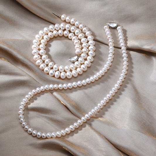 Natural freshwater mother pearl necklace 925 sterling silver Mother's Day gift