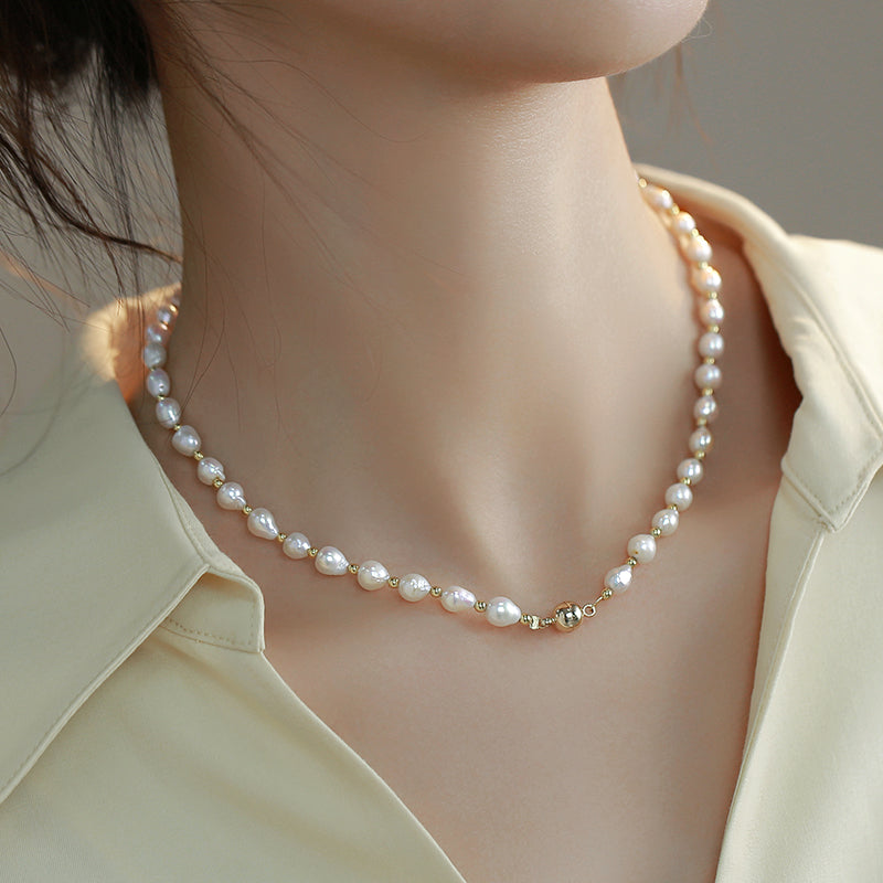 Natural pearl necklace, baroque pearl collarbone chain fashion, neck chain