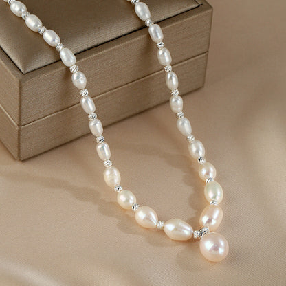 natural pearl necklace French high-end rice beads neck chain