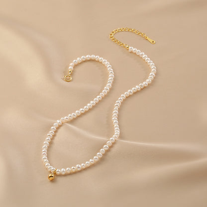 Natural Pearl Necklace Fashionable Retro Small Golden Bean Accessories