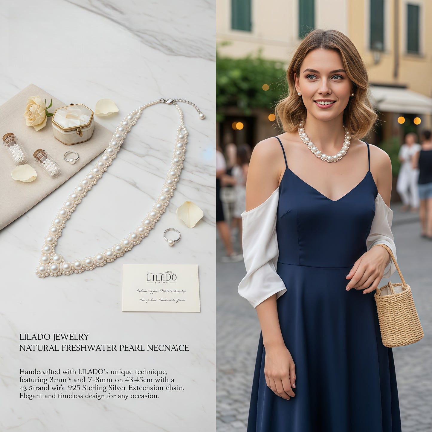 Natural freshwater pearl love necklace