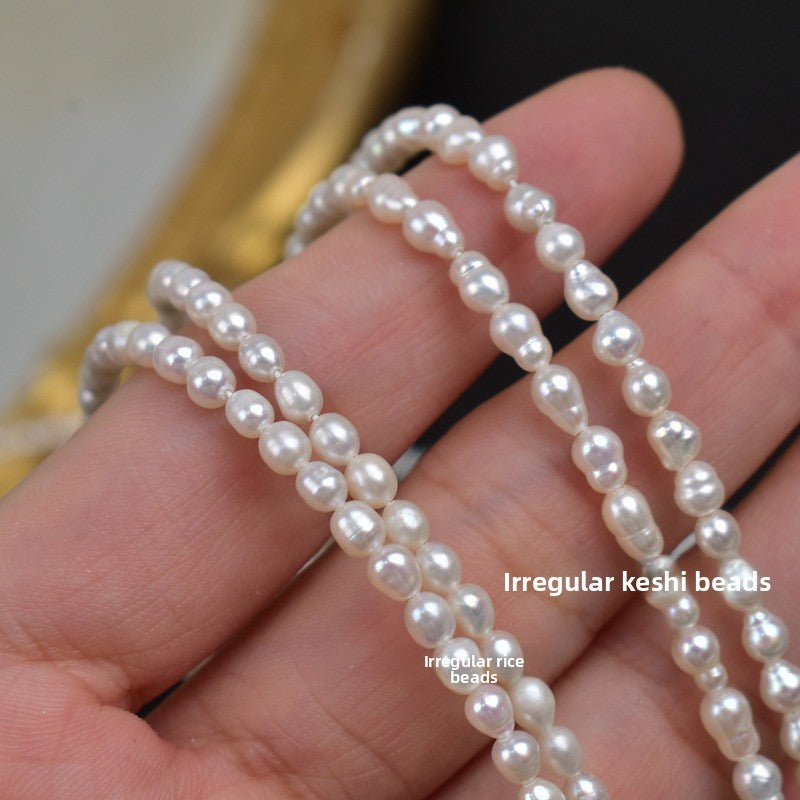 1140 3-4Mm keshi rice beads pearl rice beads natural freshwater pearl DIY handmade jewelry