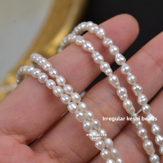 1140 3-4Mm keshi rice beads pearl rice beads natural freshwater pearl DIY handmade jewelry